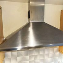 range hood shiny side and top exhaust